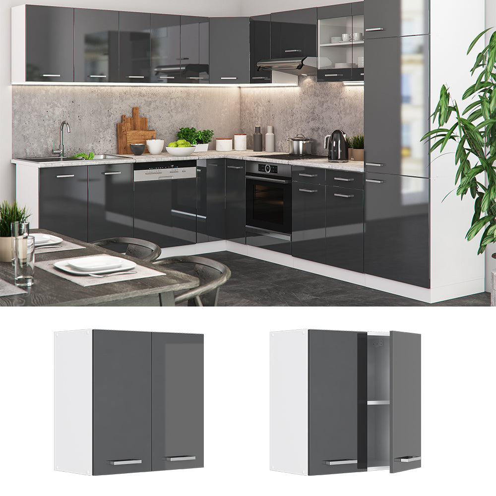 Vicco Pensile da cucina Antracite lucido 60 cm