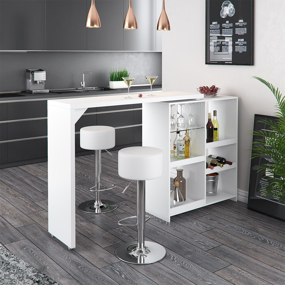 Vicco Tavolo bar con sgabelli Bianco 138 x 39 cm con 2 sgabelli da bar