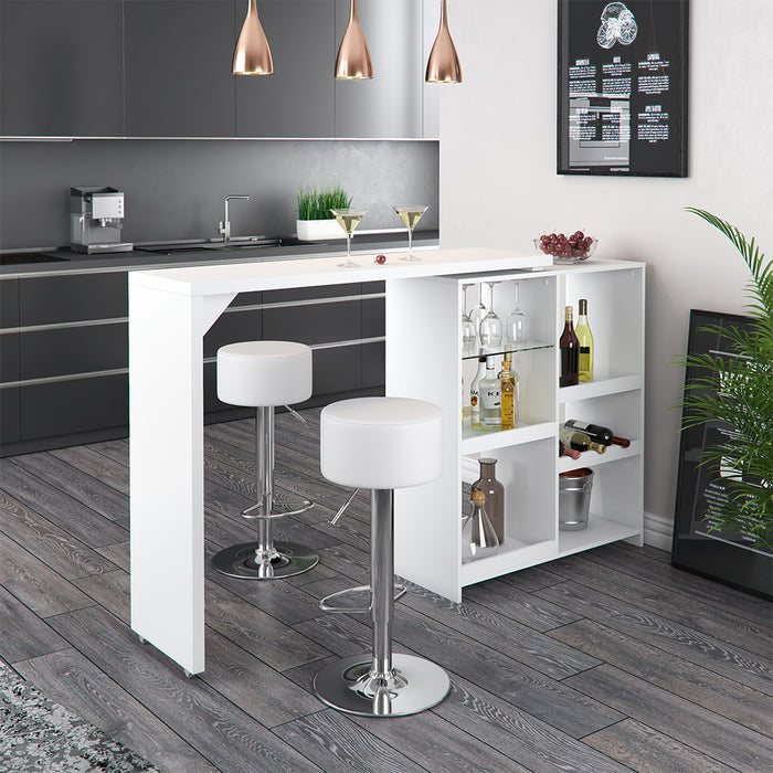 Vicco Tavolo bar con sgabelli Bianco 138 x 39 cm con 2 sgabelli da bar