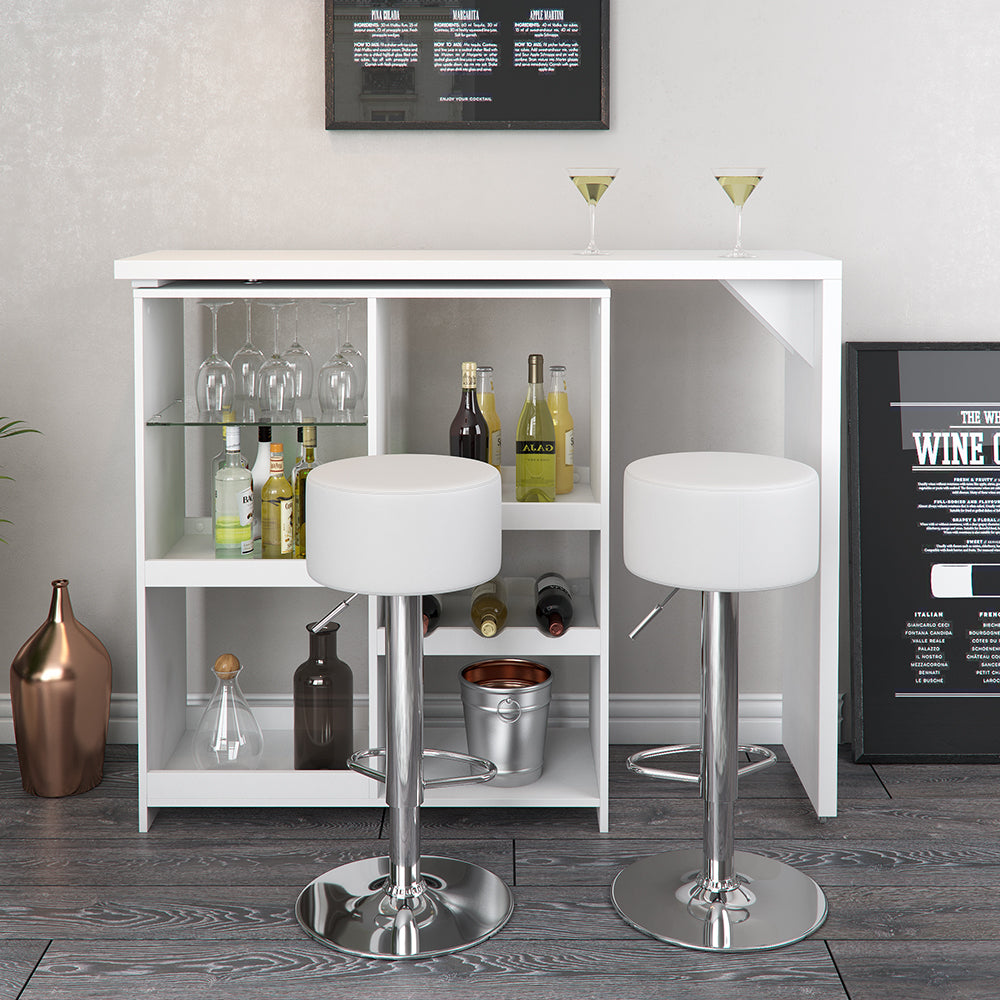 Vicco Tavolo bar con sgabelli Bianco 138 x 39 cm con 2 sgabelli da bar