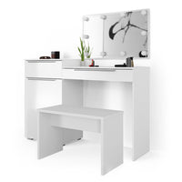 Vicco Tavolo da toeletta Bianco 135 cm con illuminazione a LED e panca