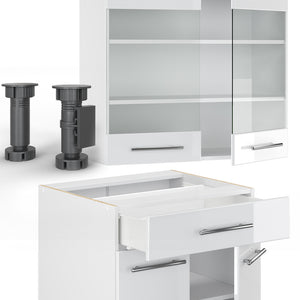Vicco Cucina completa Bianco lucido/bianco 140 cm , PL Rovere