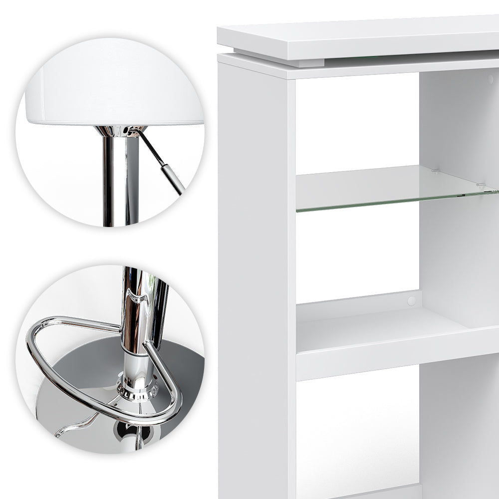 Vicco Tavolo bar con sgabelli Bianco 138 x 39 cm con 2 sgabelli da bar