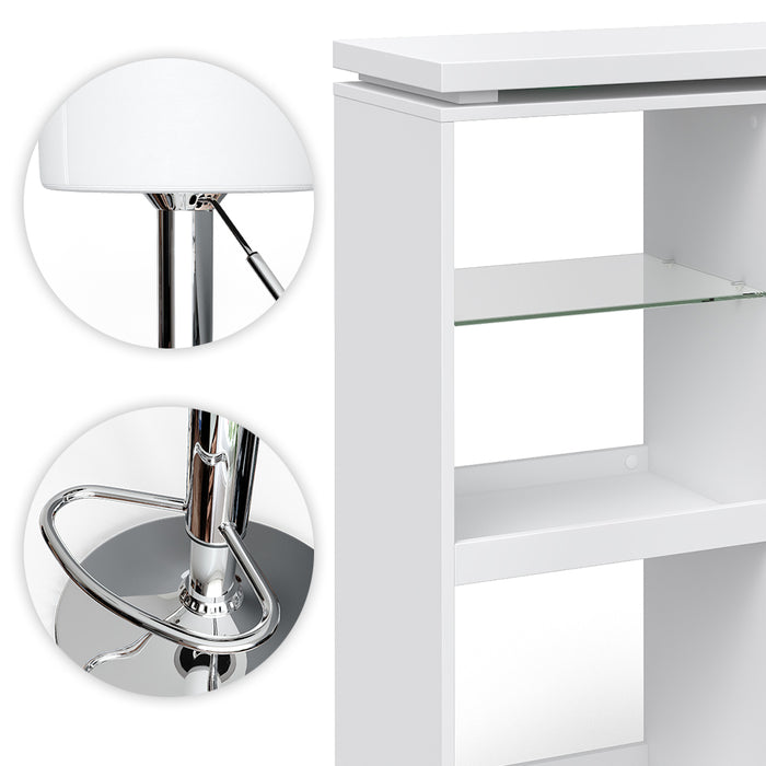 Vicco Tavolo bar con sgabelli Bianco 138 x 39 cm con 2 sgabelli da bar