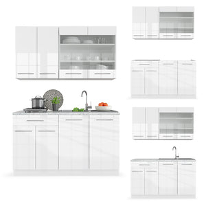 Vicco Cucina completa Bianco lucido/bianco 140 cm , PL Rovere