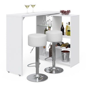Vicco Tavolo bar con sgabelli Bianco 138 x 39 cm con 2 sgabelli da bar