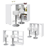 Vicco Tavolo bar con sgabelli Bianco 138 x 39 cm con 2 sgabelli da bar