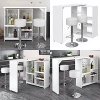 Vicco Tavolo bar con sgabelli Bianco 138 x 39 cm con 2 sgabelli da bar