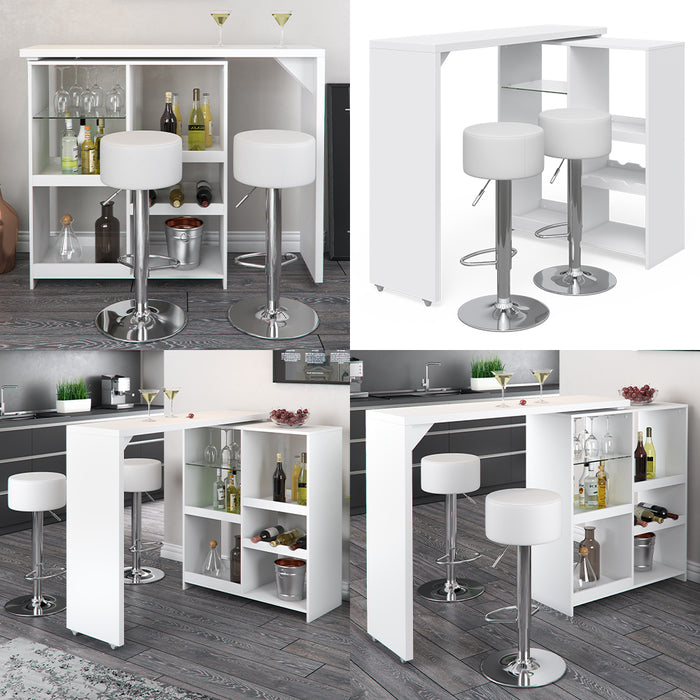 Vicco Tavolo bar con sgabelli Bianco 138 x 39 cm con 2 sgabelli da bar