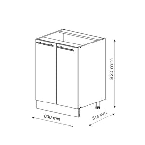 Vicco Mobiletto base cucina Bianco casa di campagna 60 cm , PL Marmo