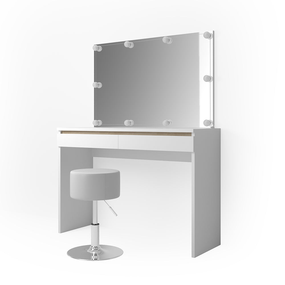 Vicco Tavolo da toeletta Bianco 120 cm con illuminazione LED e sgabello