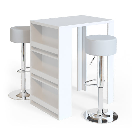 Vicco Tavolo bar con sgabelli Bianco 57 x 80 cm con 2 sgabelli da bar