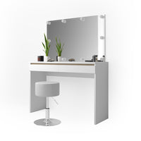 Vicco Tavolo da toeletta Bianco 120 cm con illuminazione LED e sgabello