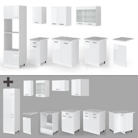 Vicco Cucina componibile Bianco lucido/bianco 300 cm con armadio alto, PL Rovere