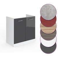 Vicco Mobile lavello cucina Antracite lucido 80 cm senza piano di lavoro