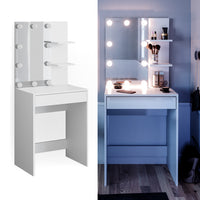 Vicco Tavolo da toeletta Bianco 60 cm con illuminazione a LED