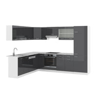 Vicco Cucina angolare completa Antracite lucido/bianco 227 x 287 cm , PL Marmo