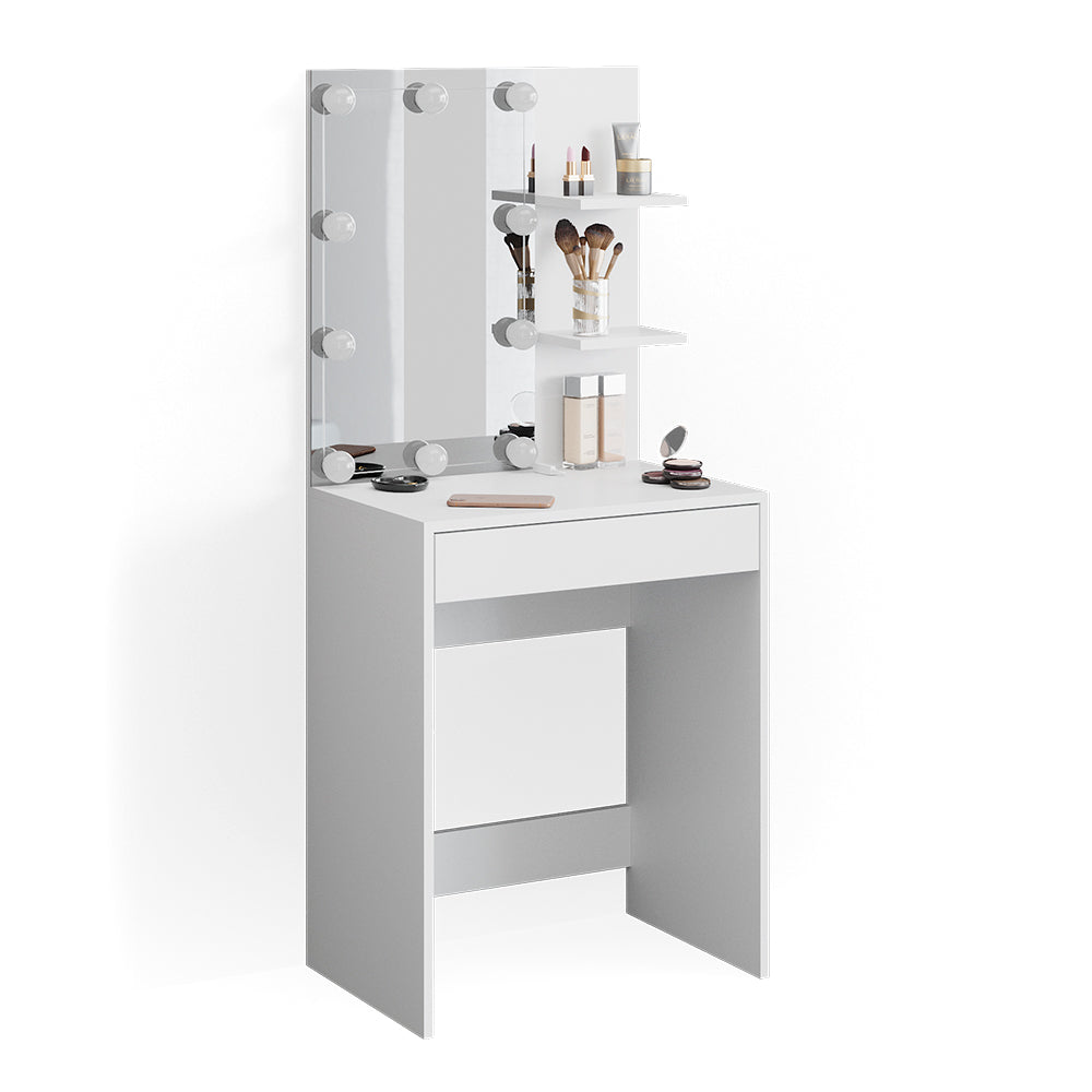 Vicco Tavolo da toeletta Bianco 60 cm con illuminazione a LED