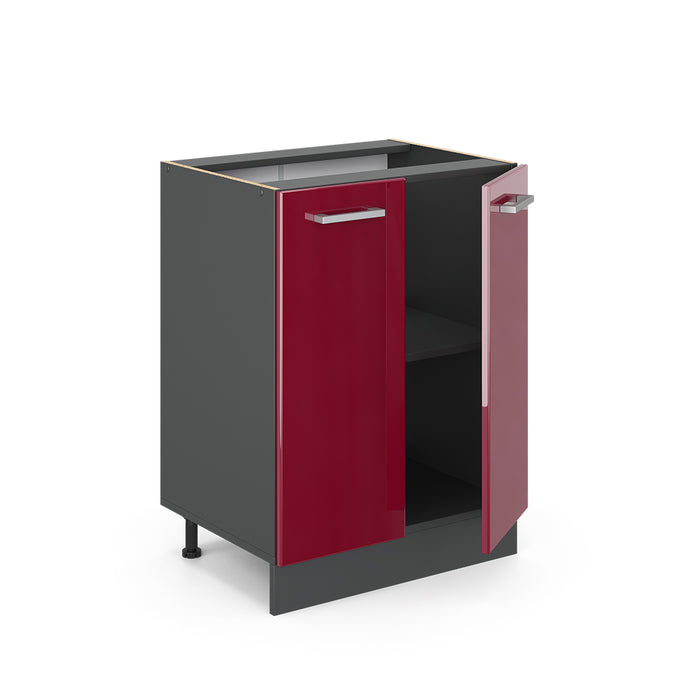 Vicco Mobiletto base cucina Rosso lucido 60 cm , PL Rovere