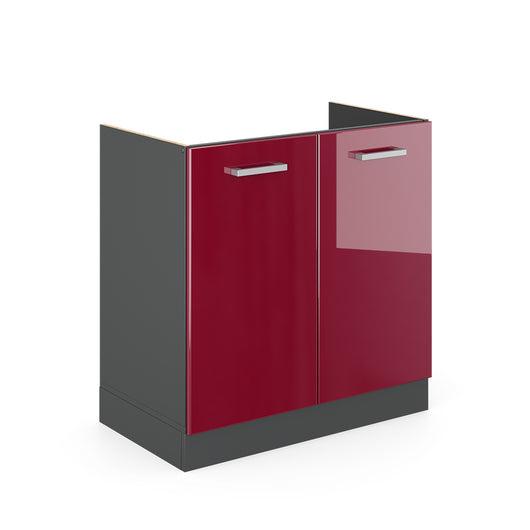 Vicco Mobile lavello cucina Rosso lucido 80 cm senza piano di lavoro