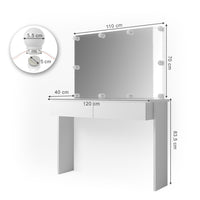 Vicco Tavolo da toeletta Bianco 120 cm con illuminazione a LED