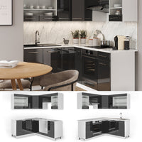 Vicco Cucina angolare completa Antracite lucido/bianco 160 x 190 cm , PL Rovere