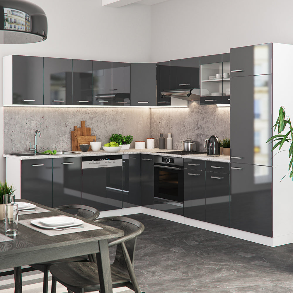 Vicco Mobile cucina angolare per sottotetto Antracite lucido 75.6 cm con 1 porta