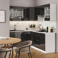 Vicco Cucina angolare completa Antracite lucido/bianco 160 x 190 cm , PL Rovere