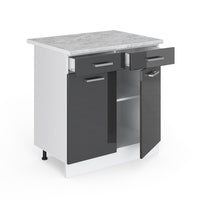 Vicco Base universale Antracite lucido 80 cm con cassetti e ante, con piano di lavoro