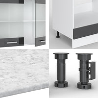 Vicco Cucina angolare completa Antracite lucido/bianco 227 x 287 cm , PL Marmo