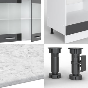 Vicco Cucina angolare completa Antracite lucido/bianco 227 x 287 cm , PL Antracite