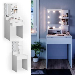 Vicco Tavolo da toeletta Bianco 60 cm con illuminazione a LED