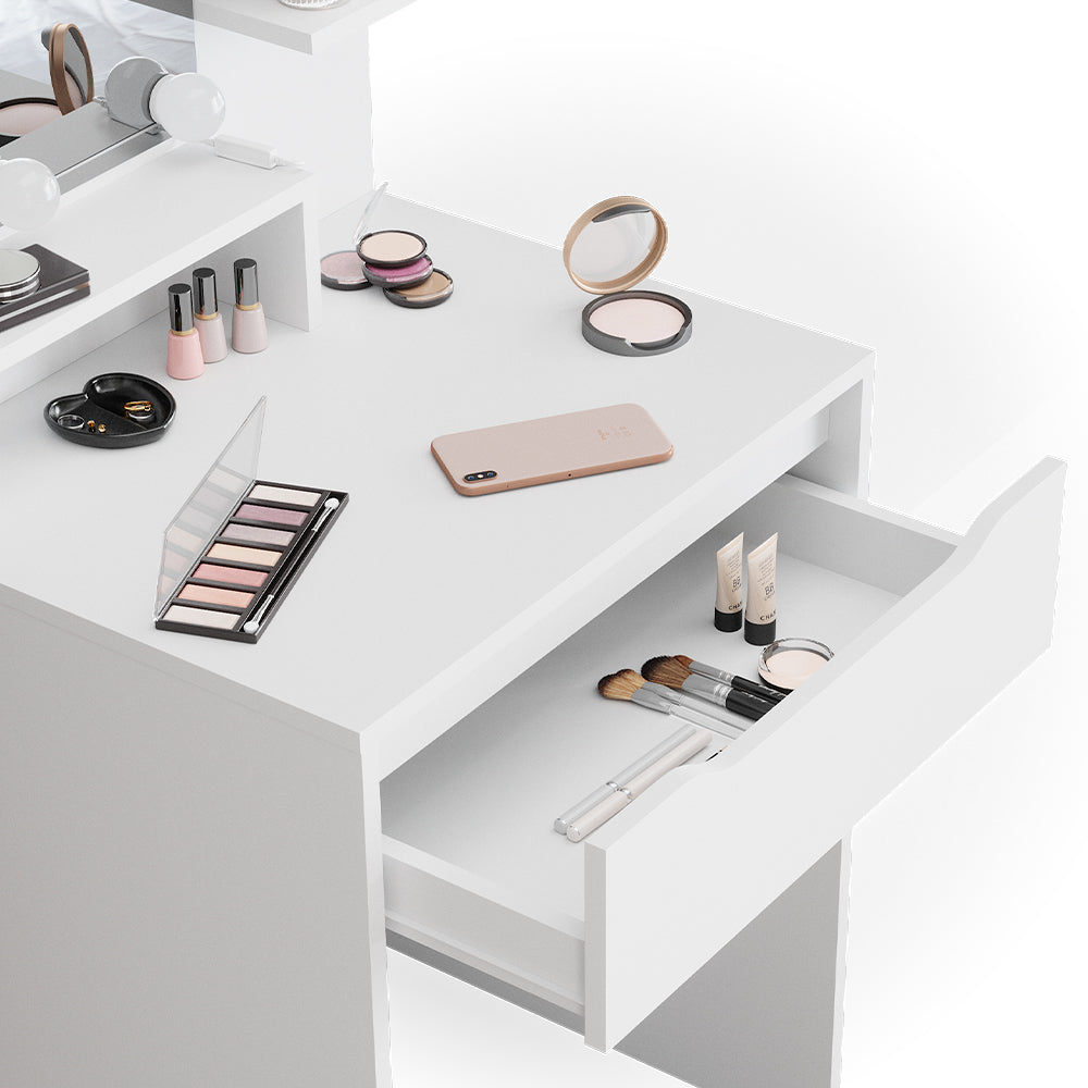 Vicco Tavolo da toeletta Bianco 60 cm con illuminazione a LED