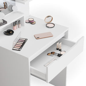 Vicco Tavolo da toeletta Bianco 60 cm con illuminazione LED e sgabello