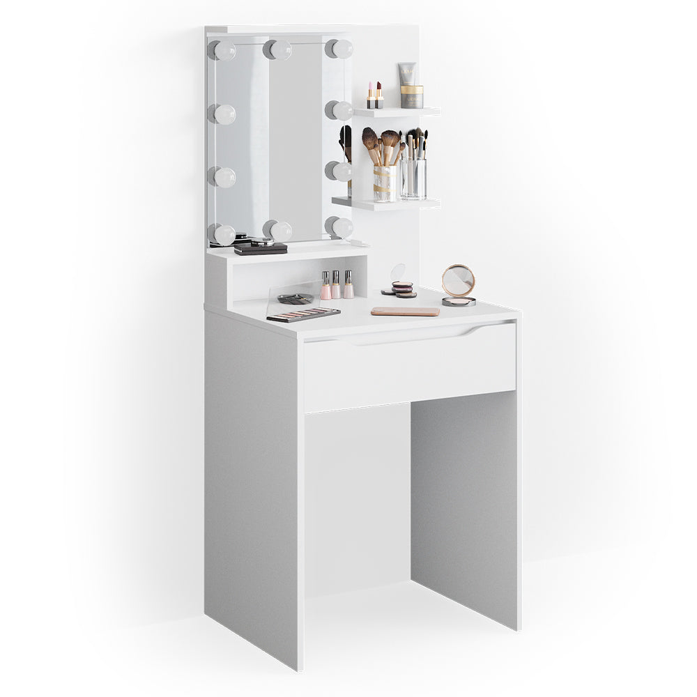 Vicco Tavolo da toeletta Bianco 60 cm con illuminazione a LED