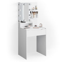 Vicco Tavolo da toeletta Bianco 60 cm con illuminazione a LED