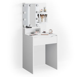 Vicco Tavolo da toeletta Bianco 60 cm con illuminazione a LED