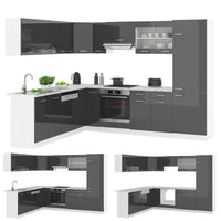 Vicco Cucina angolare completa Antracite lucido/bianco 227 x 287 cm , PL Antracite