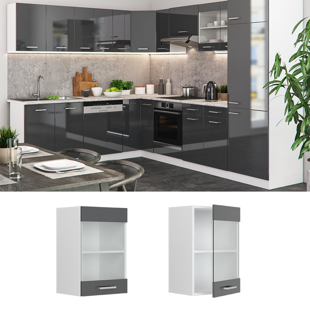Vicco Mobile da cucina in vetro Antracite lucido 40 cm