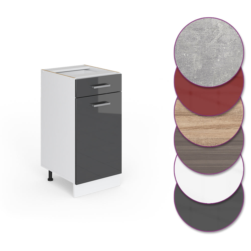 Vicco Mobiletto base per cucina Antracite lucido 40 cm senza piano di lavoro