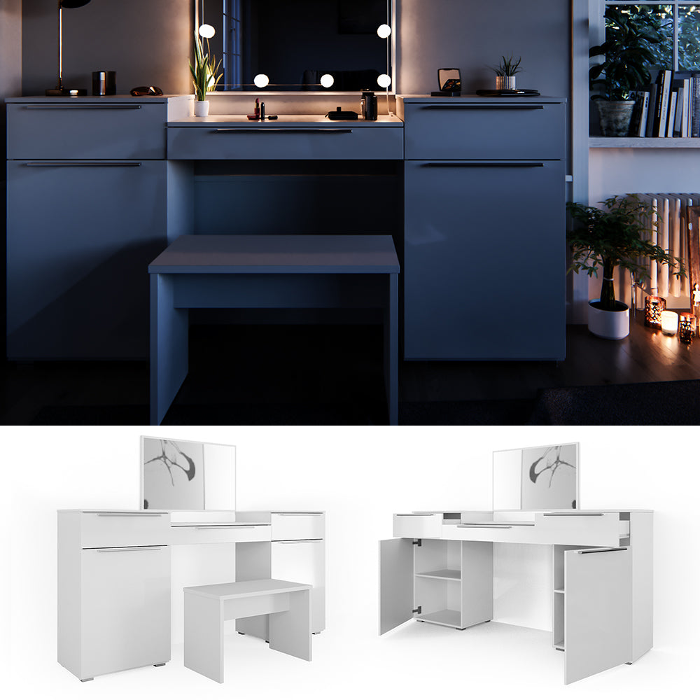 Vicco Tavolo da toeletta Bianco 190 cm con panca