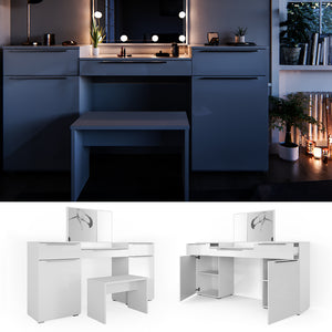 Vicco Tavolo da toeletta Bianco 190 cm con panca