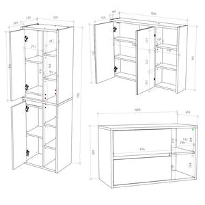 Vicco Set mobili bagno Bianco 3 parti