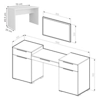 Vicco Tavolo da toeletta Bianco 190 cm con panca