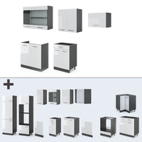 Vicco Cucina componibile Bianco lucido/antracite 200 cm , PL Marmo