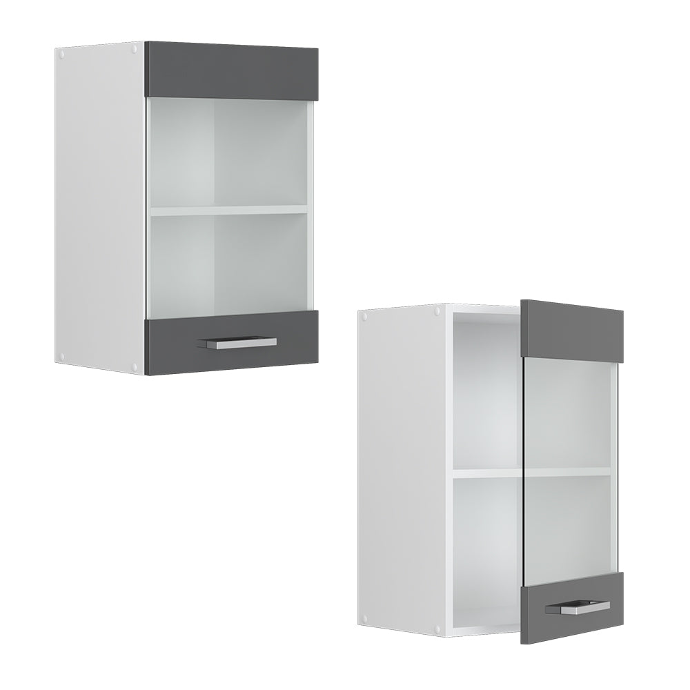 Vicco Pensile universale Antracite lucido 40 cm con anta in vetro