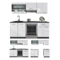 Vicco Cucina componibile Bianco lucido/antracite 200 cm senza piano di lavoro