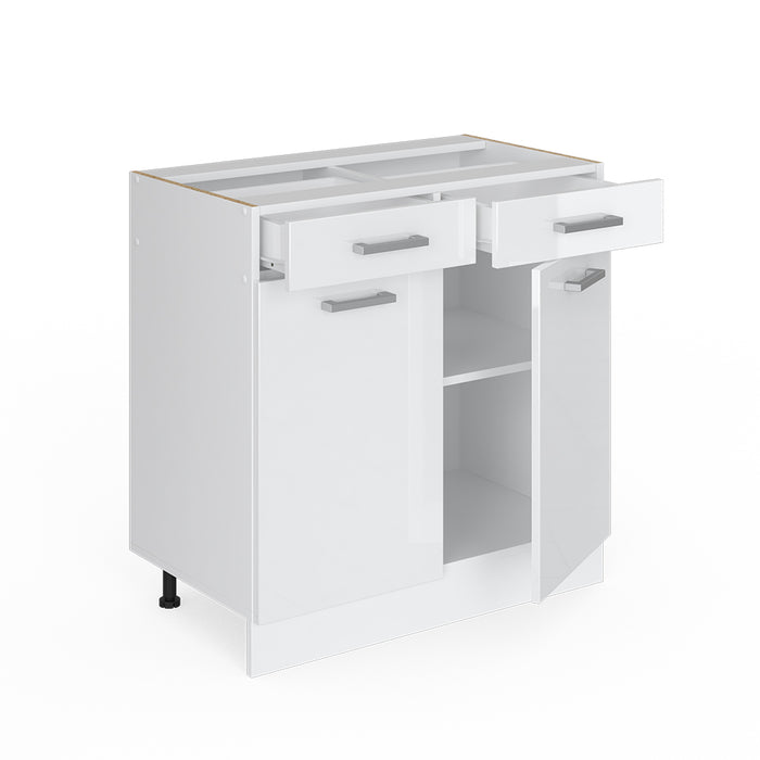 Vicco Base universale Bianco lucido 80 cm con cassetti e ante, senza piano di lavoro