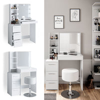 Vicco Tavolo da toeletta Bianco 40 cm con sgabello