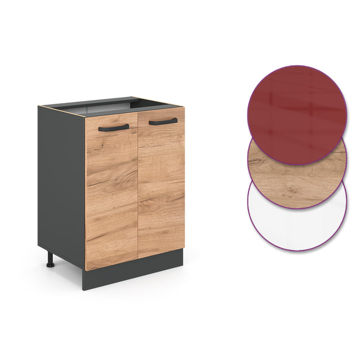 Vicco Mobiletto base cucina Quercia dorata 60 cm , PL Antracite